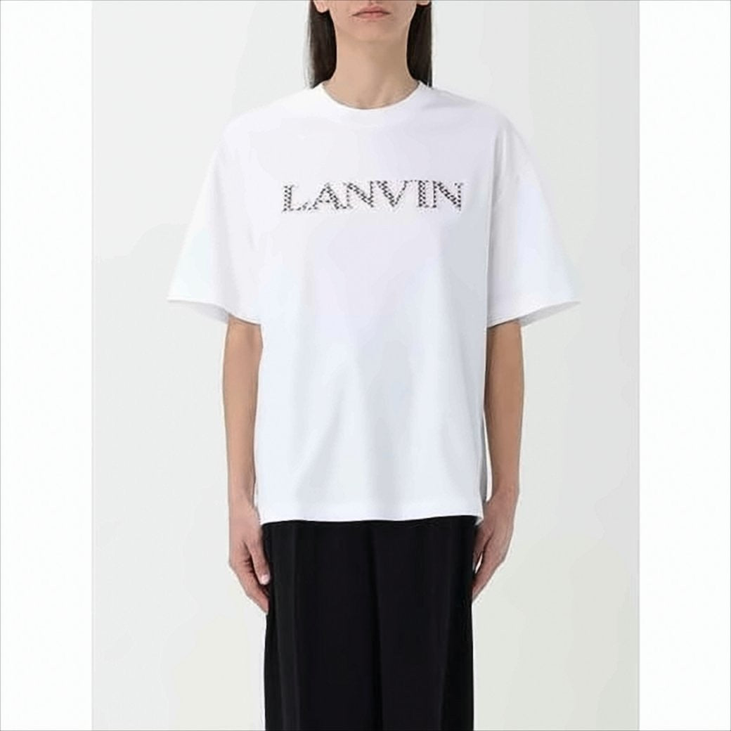 Lanvin Short-Sleeve Crew Neck T-Shirt With Bold Logo Print