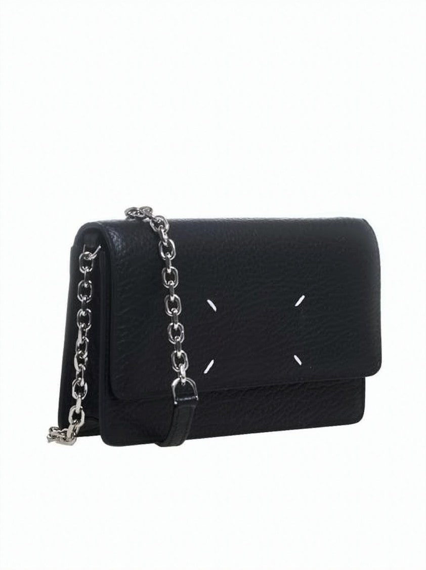 Maison Margiela Rectangular Crossbody Wallet With Silver-Tone Chain And Distinctive Stitches