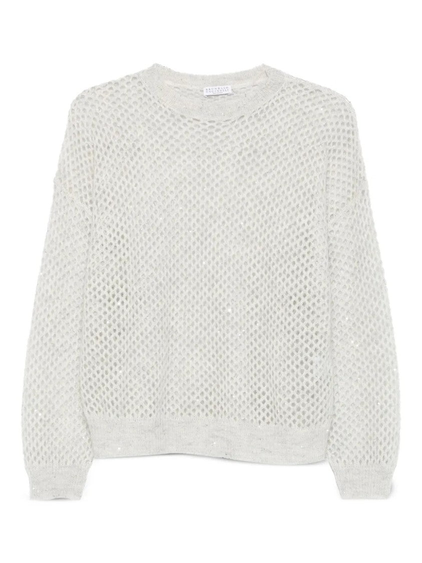 Brunello Cucinelli Open-Weave Knit Sweater With Relaxed Fit