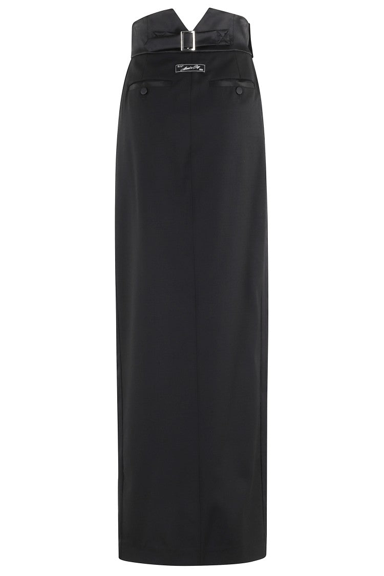 Erika Cavallini High-Waisted Black Midi Skirt With Wrap Design