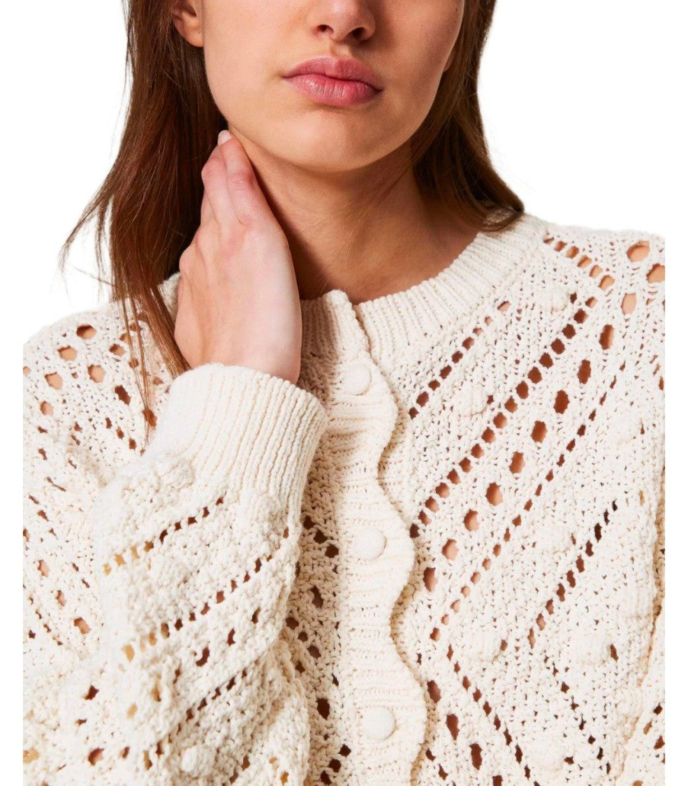 Twin-Set Light Natural Cropped Cardigan