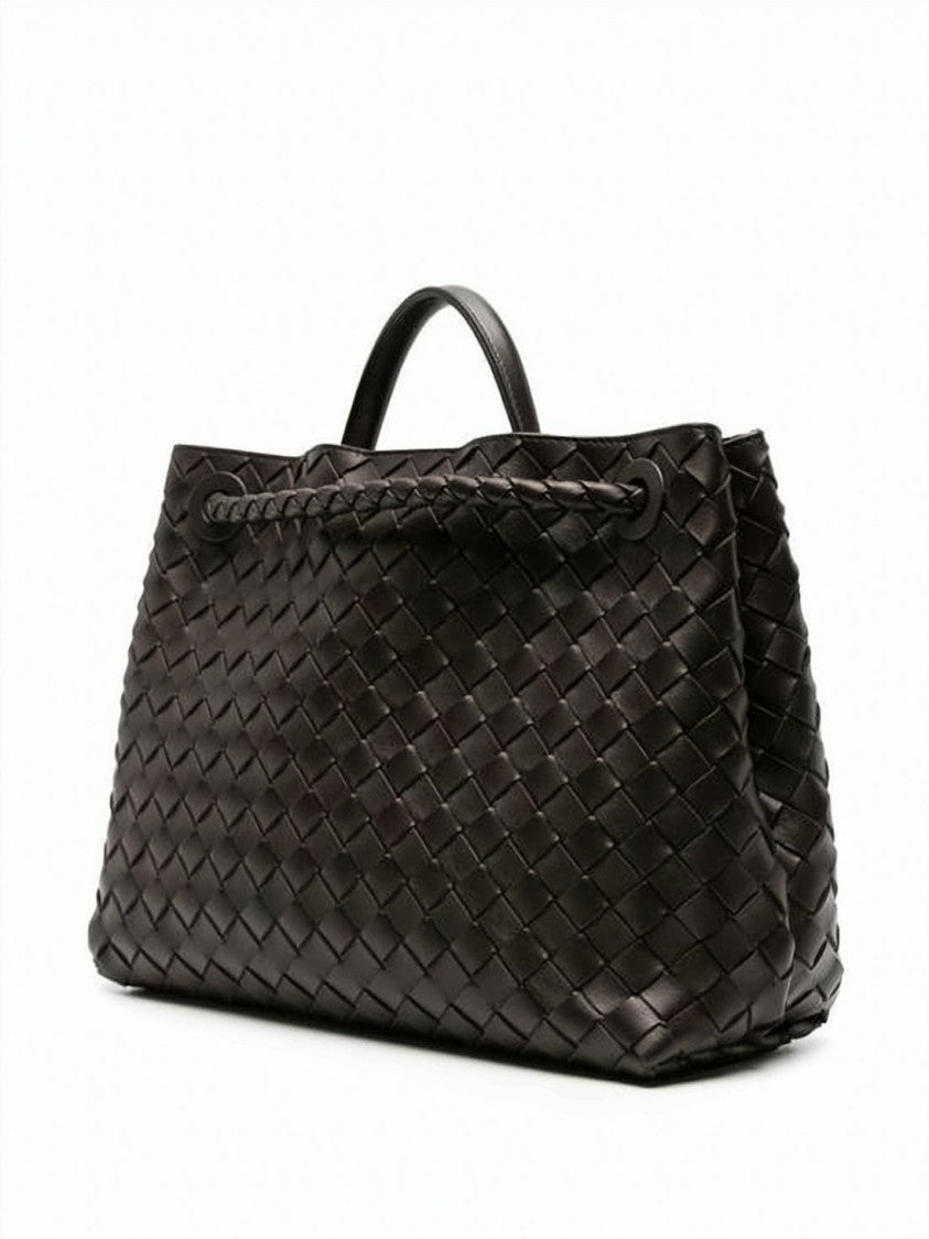 Bottega Veneta Medium Woven Lambskin Handbag With Braided Strap