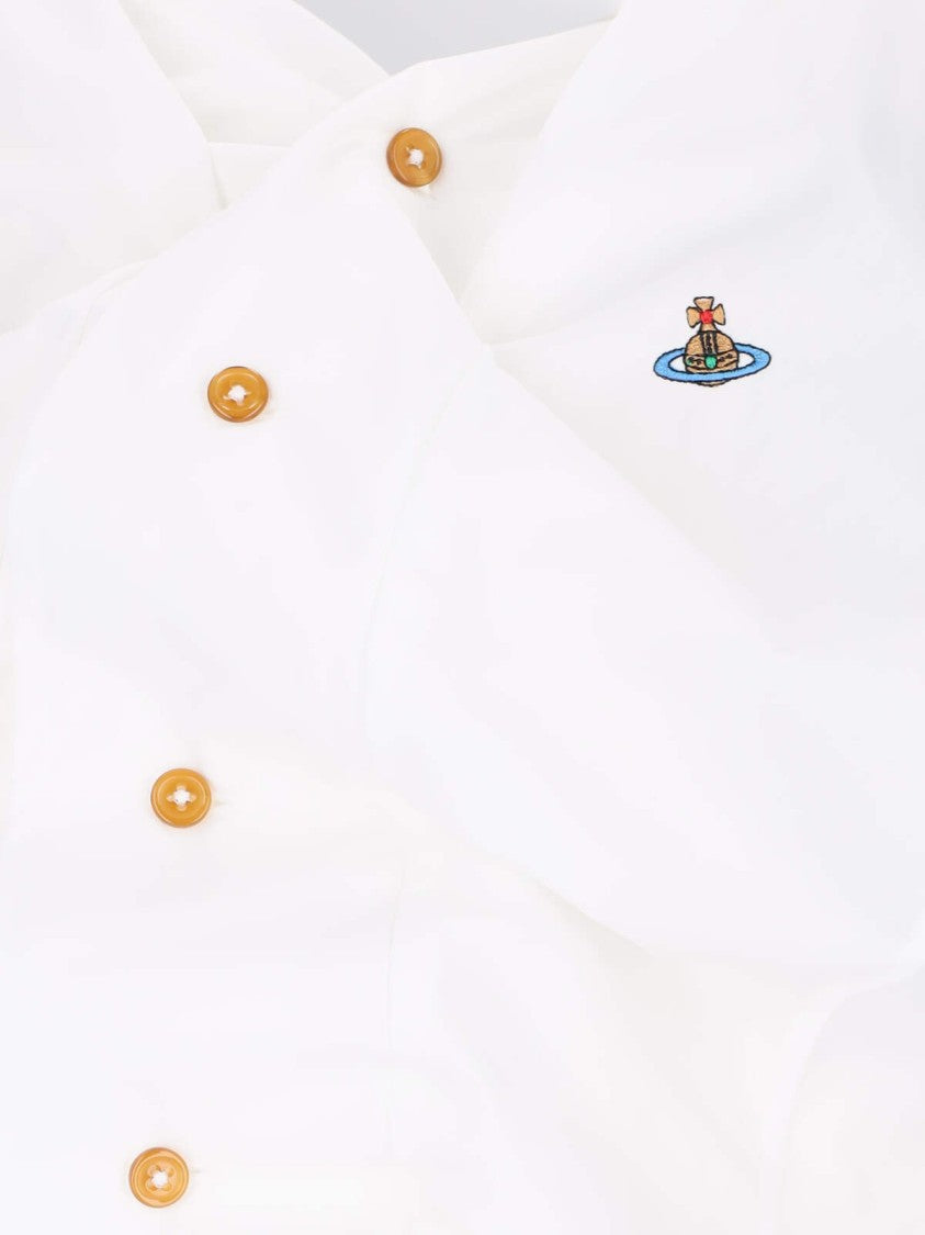 Vivienne Westwood Distorted Silhouette White Cotton Shirt With Asymmetrical Hem