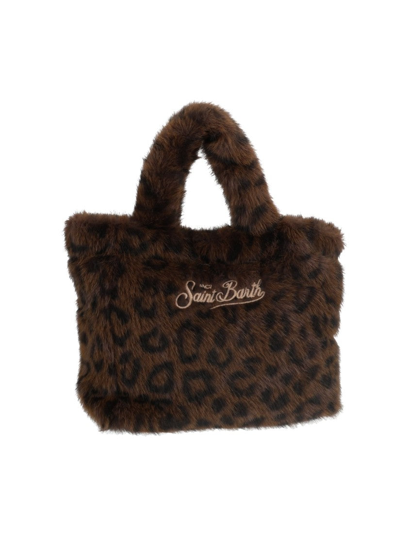 Mc2 Saint Barth Dark Leopard Vanity Mini Soft Faux Fur Handbag