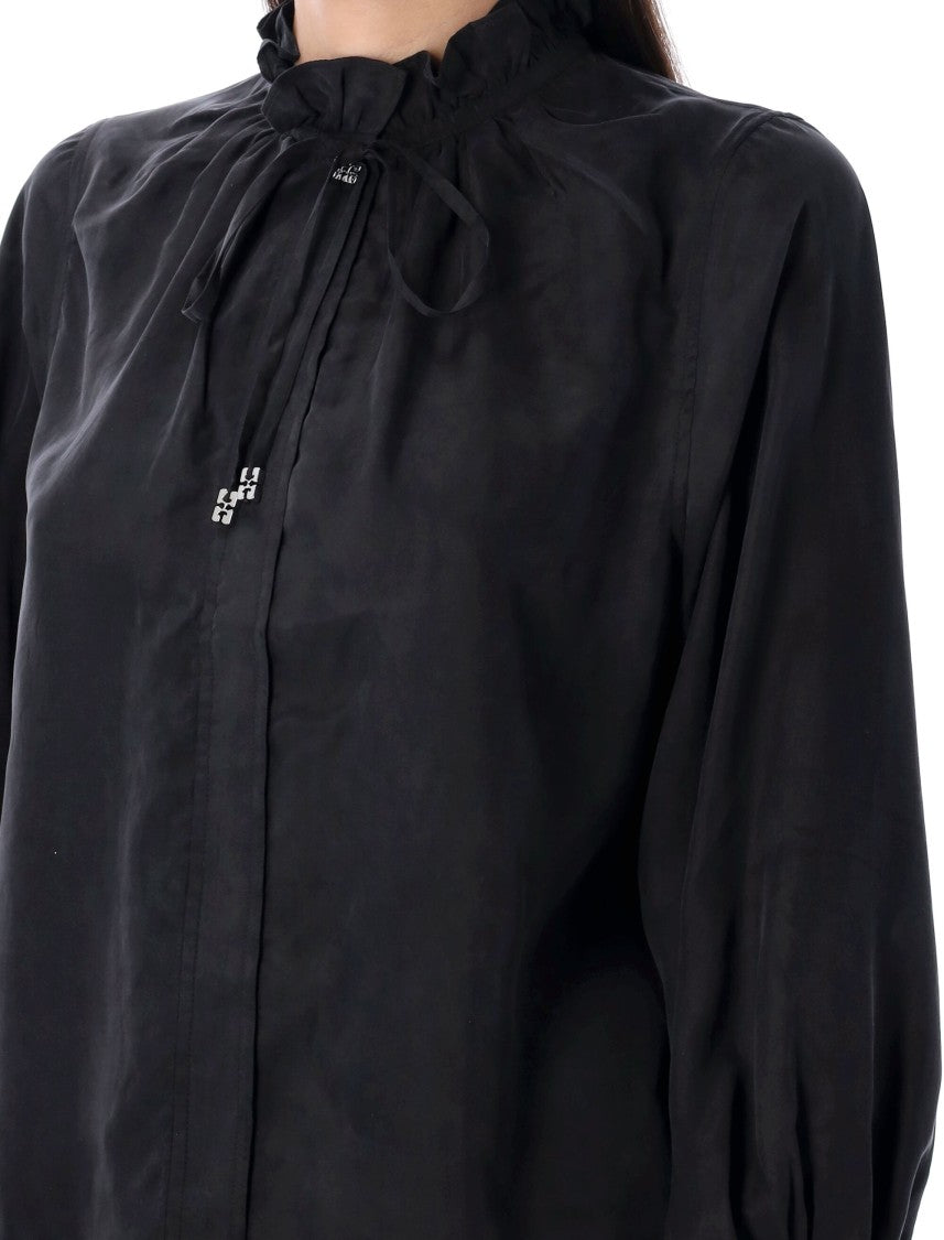 Ganni Fluid Cupro Tie Shirt