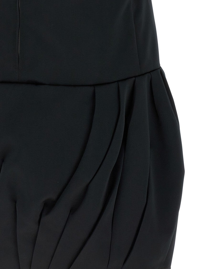 Jil Sander Technical Duchesse Mini Dress With Irregular Pleats