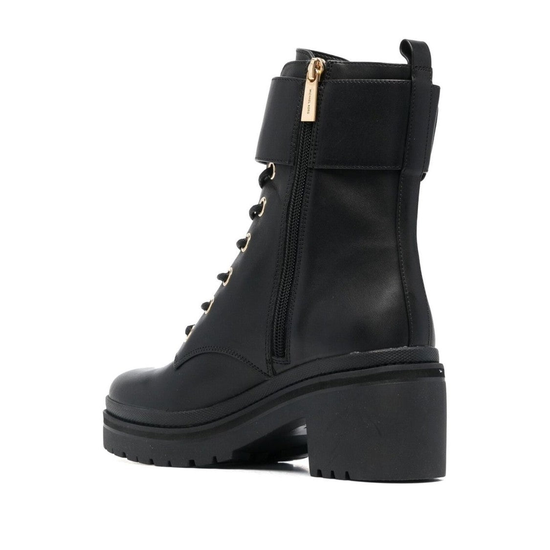Michael Kors Black Rory Leather Lace-Up Logo Boots
