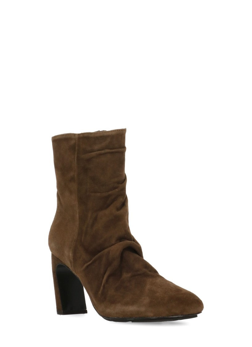 Ash Brown Estelle Square-Toe Suede Boots
