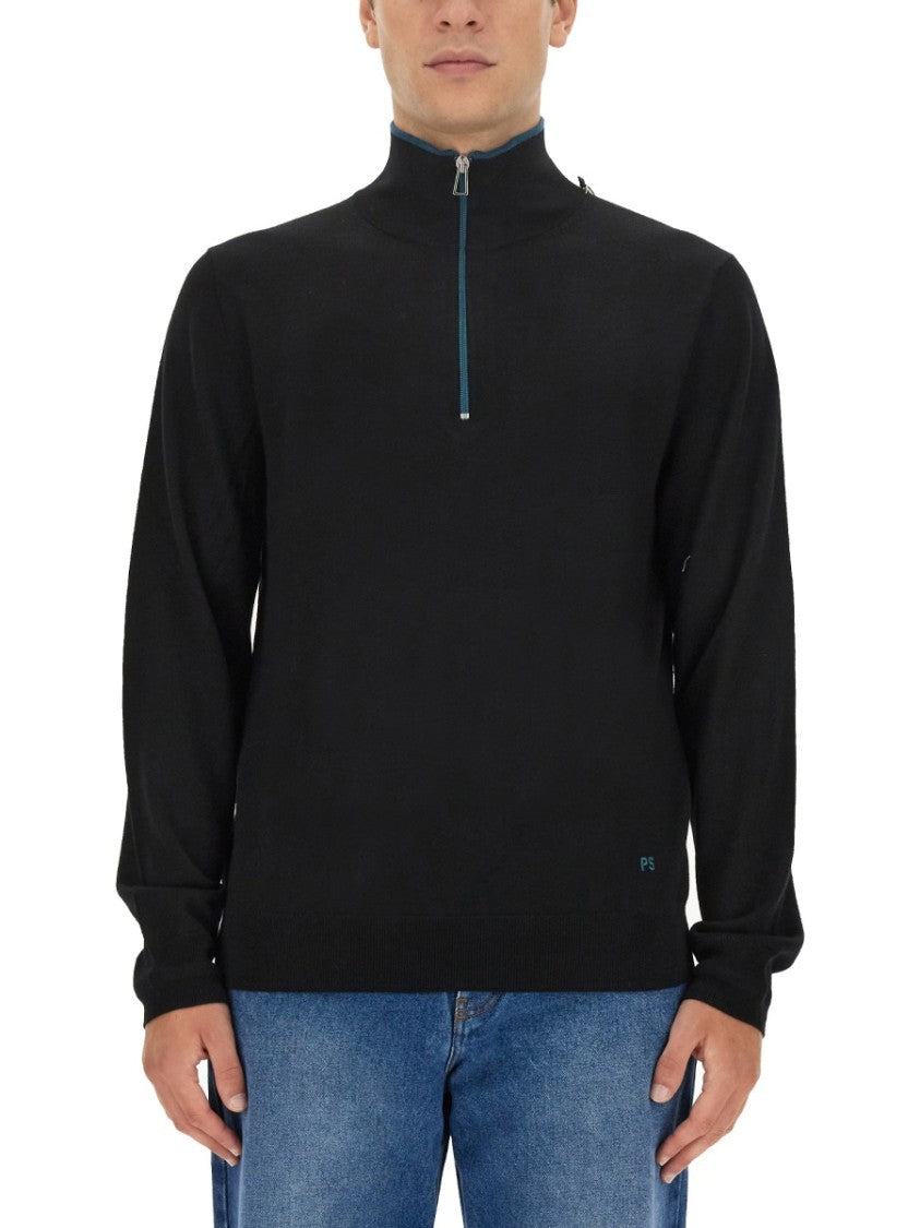 Ps Paul Smith Slim-Fit Black Jersey With High Collar