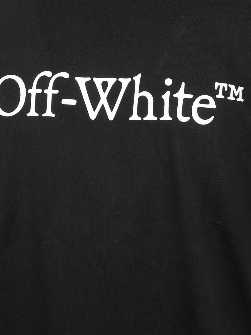 Off-White Contrasting Logo Print Black Cotton T-Shirt