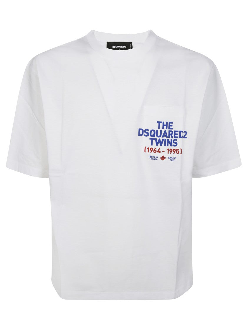 Dsquared2 White Loose-Fit T-Shirt With Graphic Design