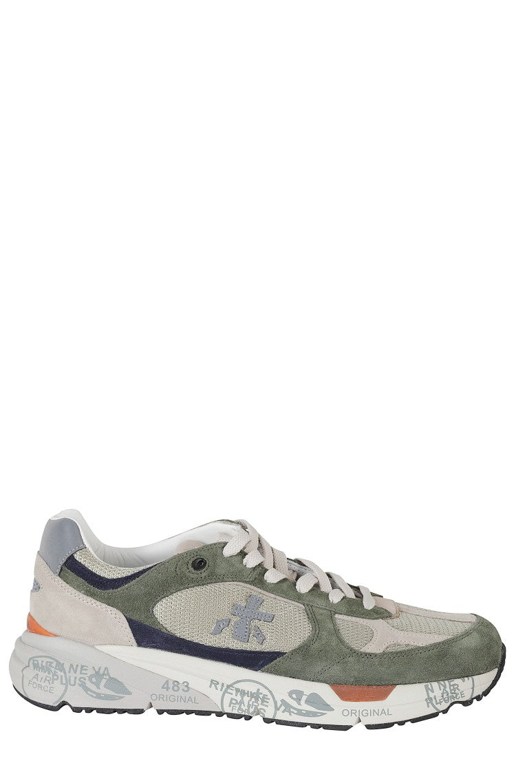 Premiata Gray And White Mase Iconic Side Design Leather Sneakers