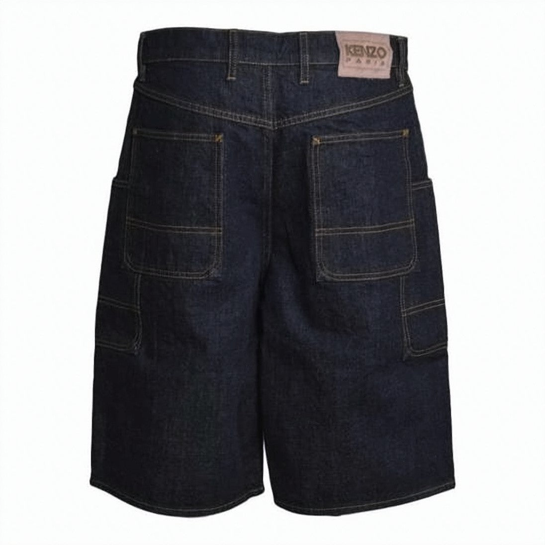 Kenzo Relaxed Fit Dark Indigo Denim Shorts With Multiple Pockets