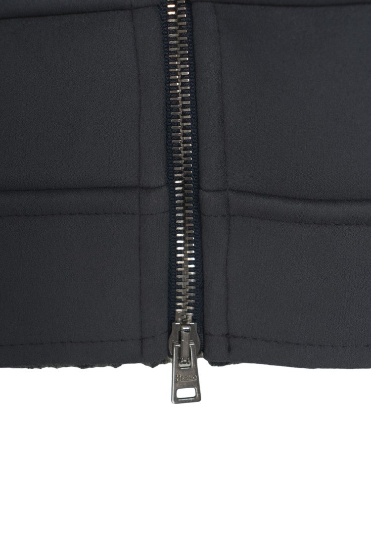 Herno Black Suede Jacket With Shearling Lining And Integrated Hood