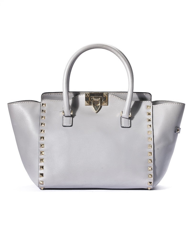Valentino Small Rockstud Shopper In Gray