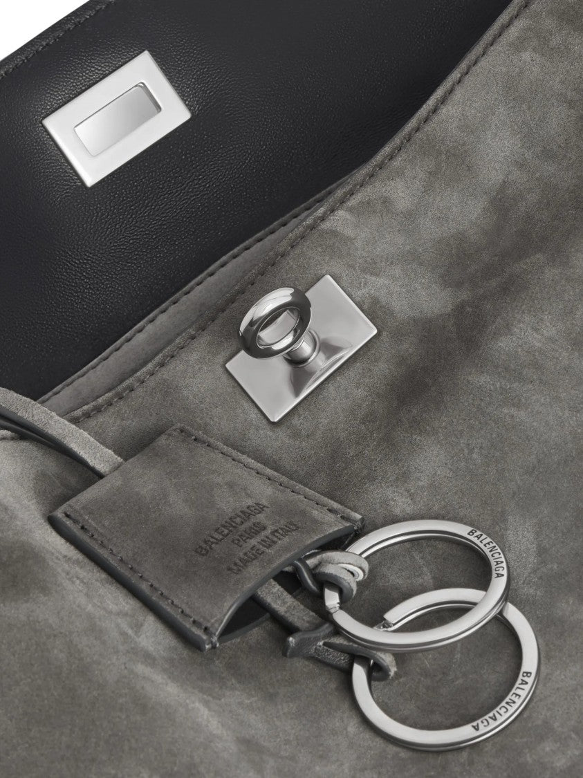 Balenciaga Structured Grey Handbag With Top Handle And Detachable Strap