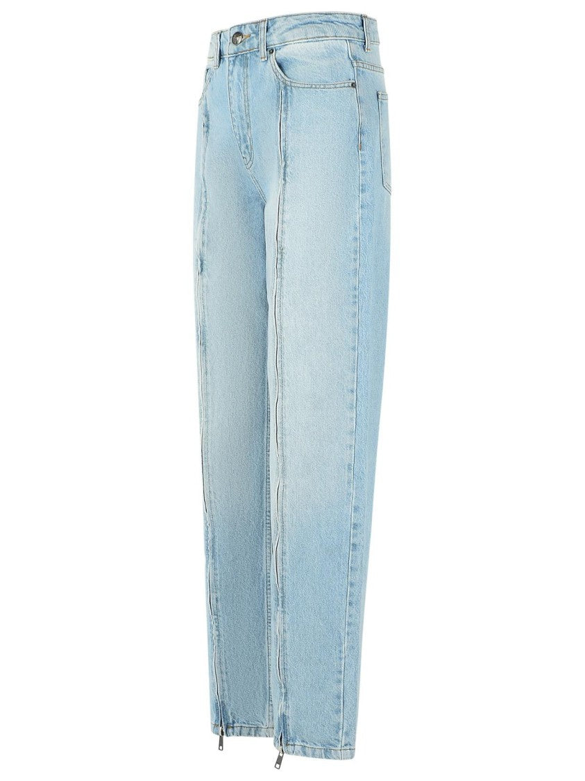 Rotate Light Blue High-Waist Straight-Leg Jeans