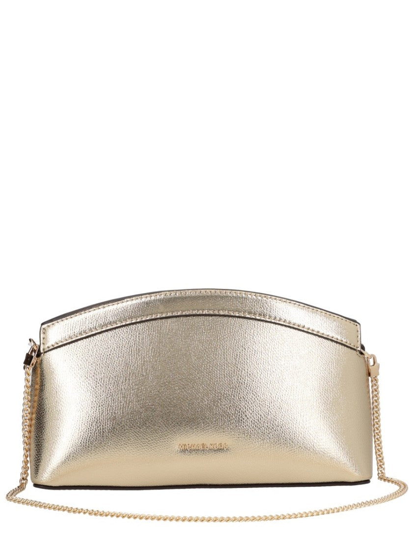 Michael Michael Kors Textured Leather Shoulder Bag With Metallic Gold Finish