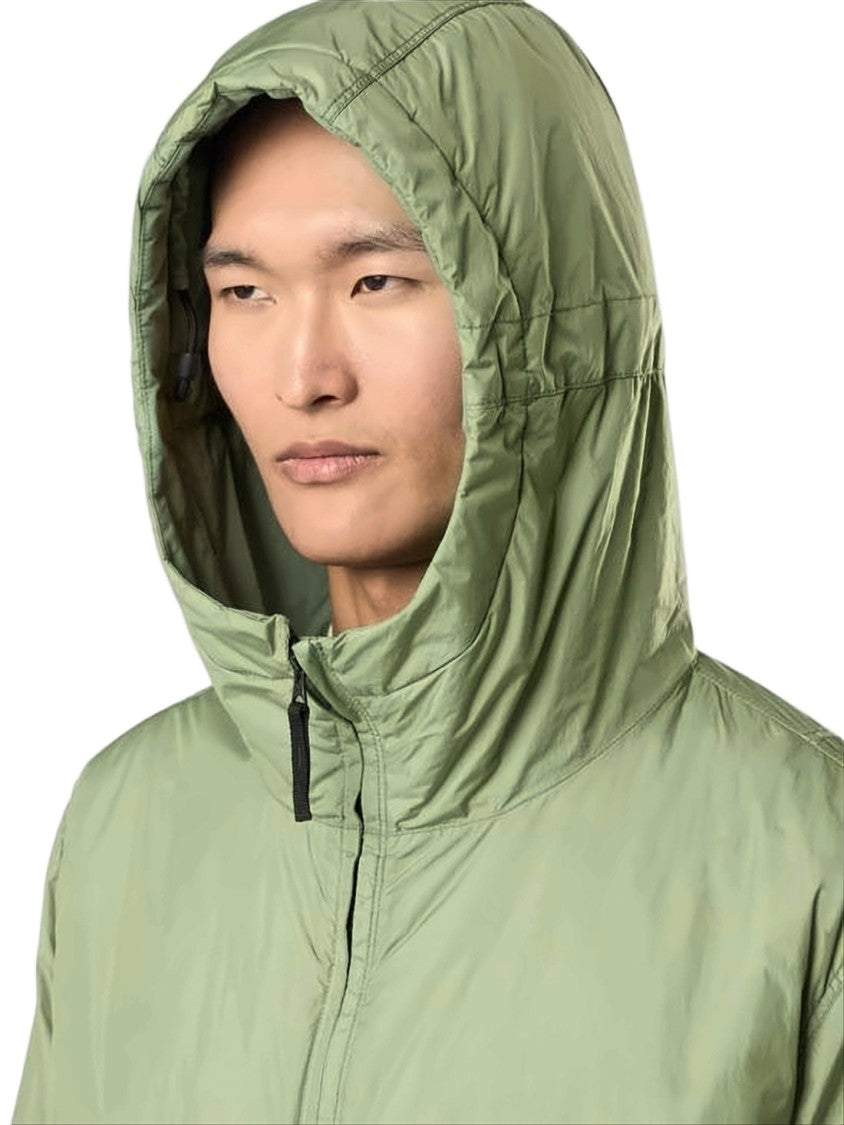Stone Island Hooded Lightweight Green Jacket With Distinctive Patch
