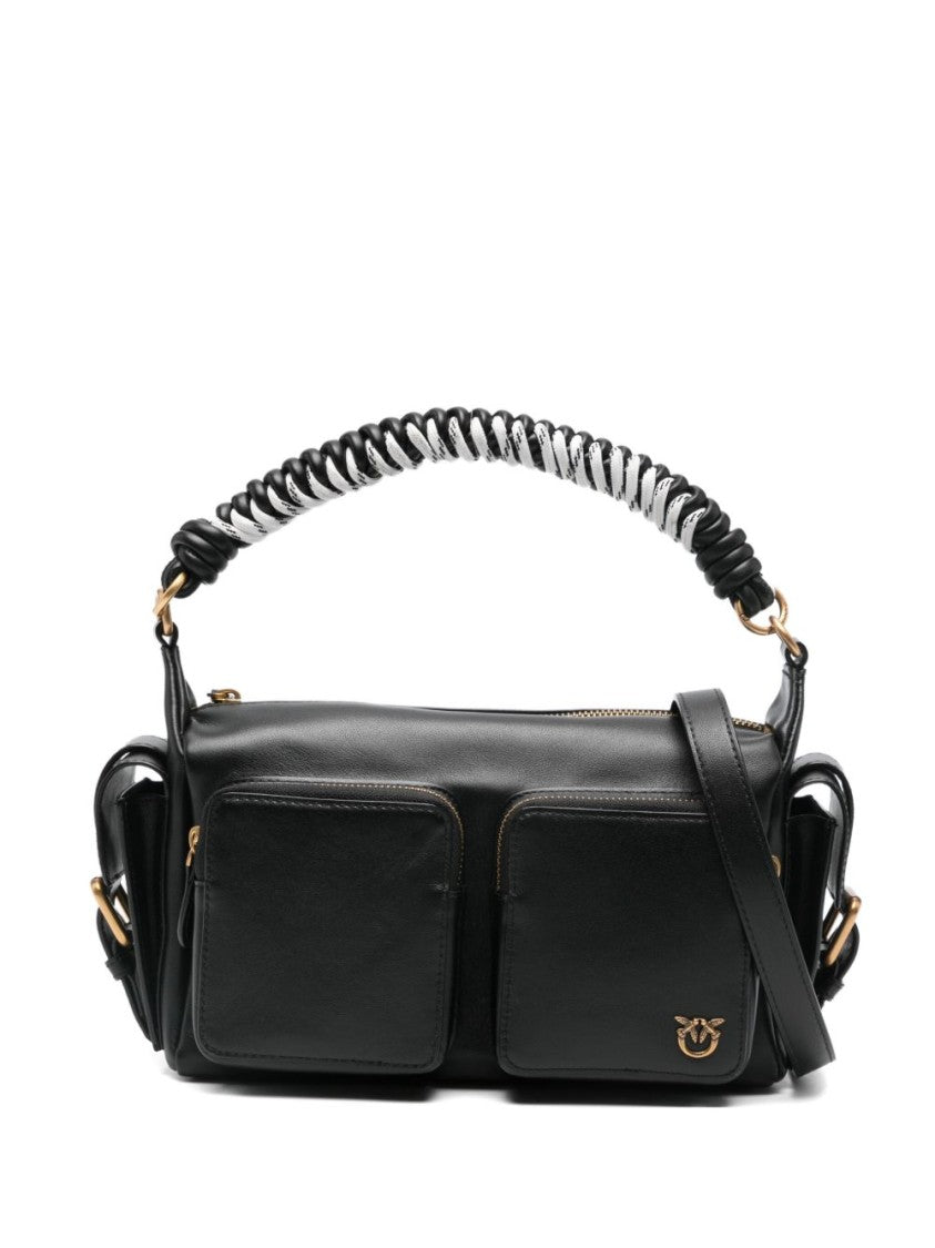Pinko Nero E Oro Leather Shoulder Bag