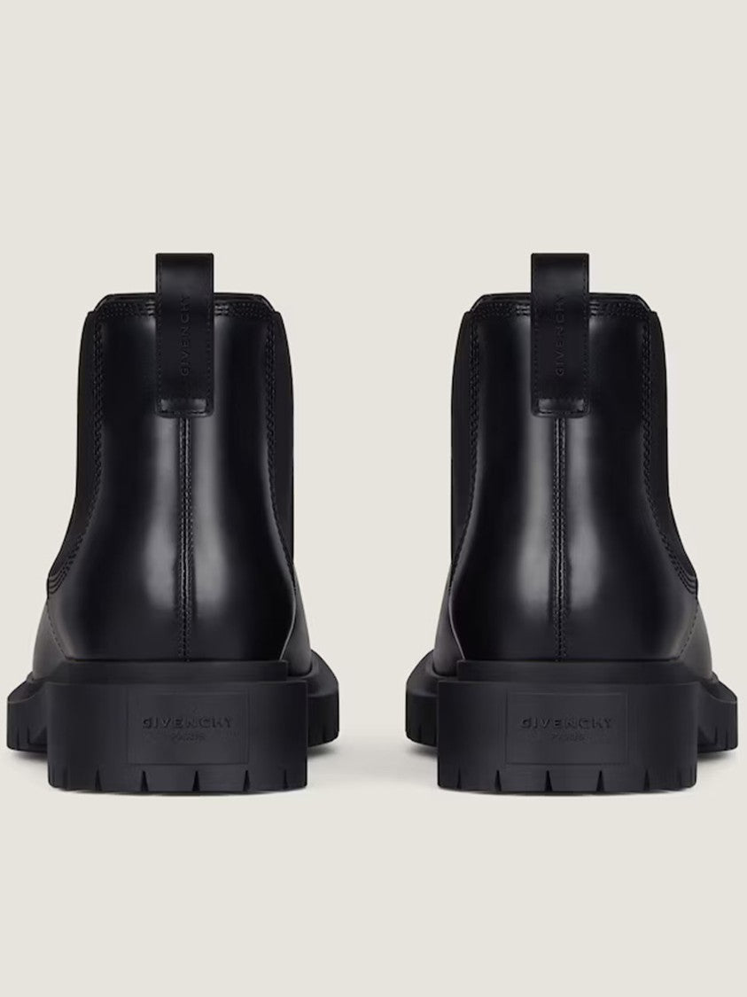 Givenchy Formal Black Leather Chunky Ankle Boots