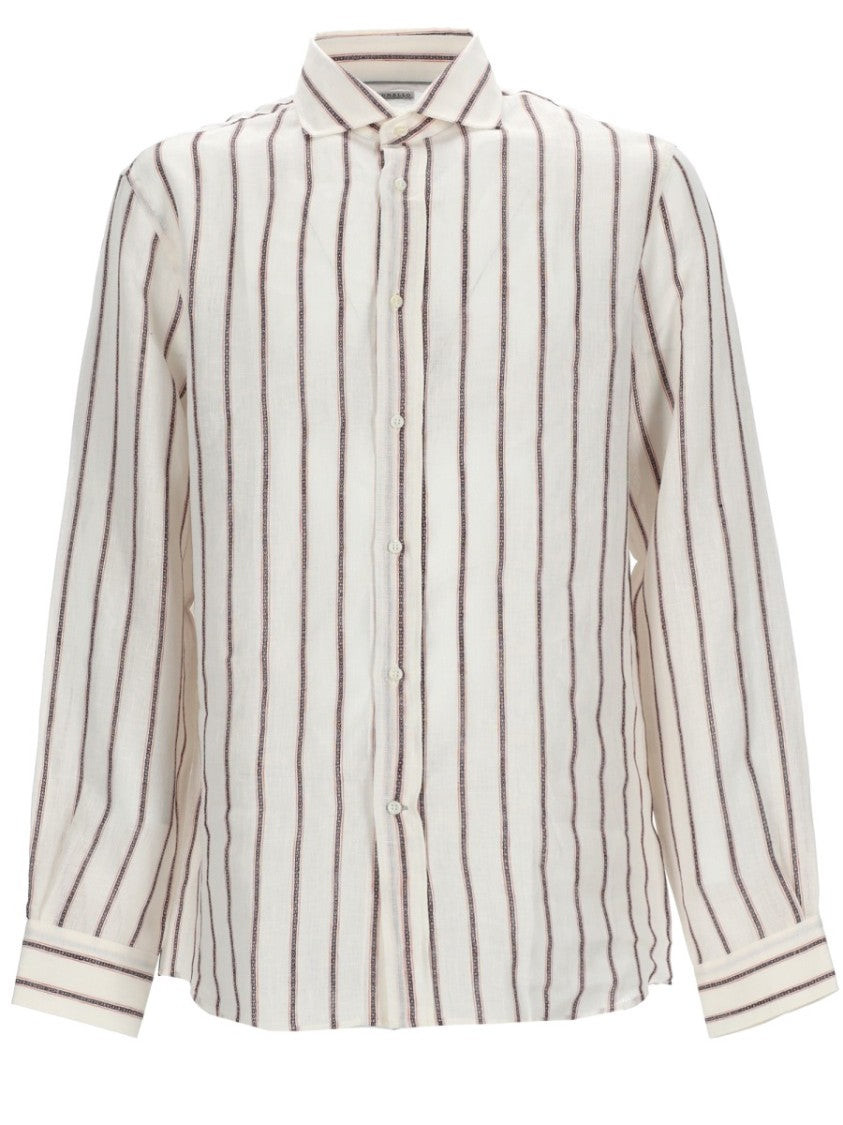 Brunello Cucinelli Striped Long-Sleeve Linen Shirt