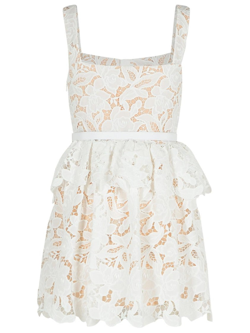 Self-Portrait Lace' Dress In White Polyamide Blend