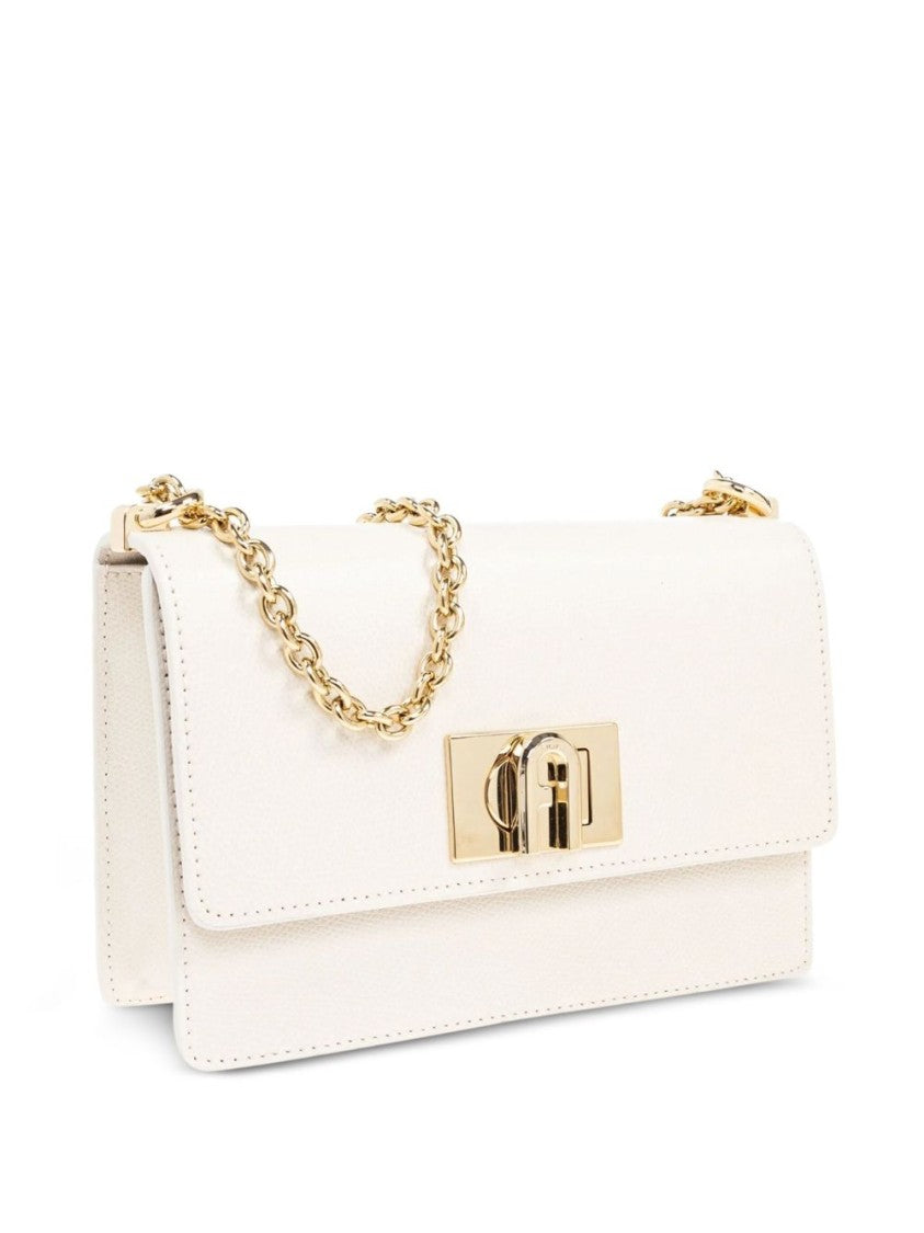Furla Structured White Leather Shoulder Bag
