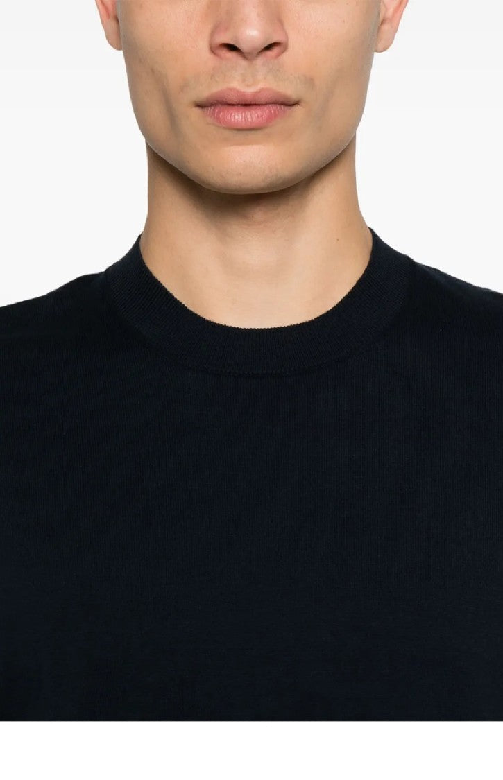 Lardini Black Cotton T-Shirt With Classic Crew Neckline