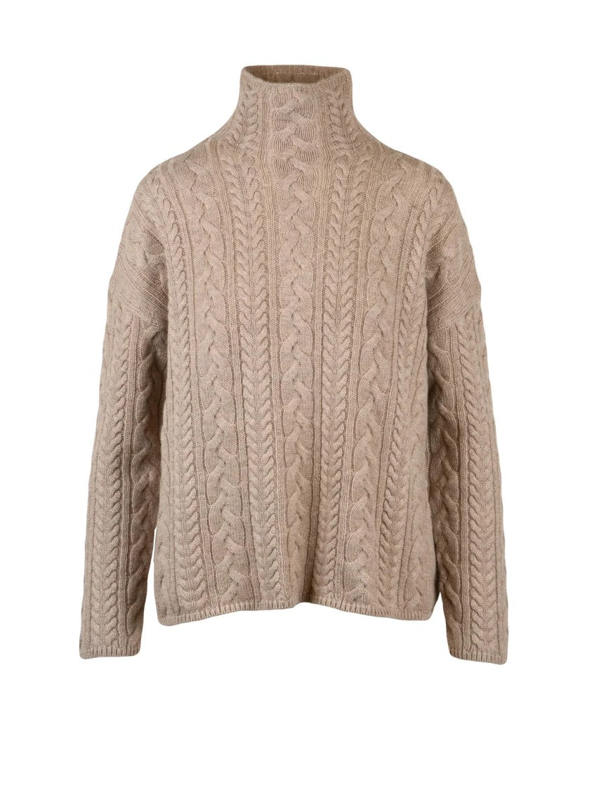 Max Mara Textured Cable Knit Sweater With High Crew Neck