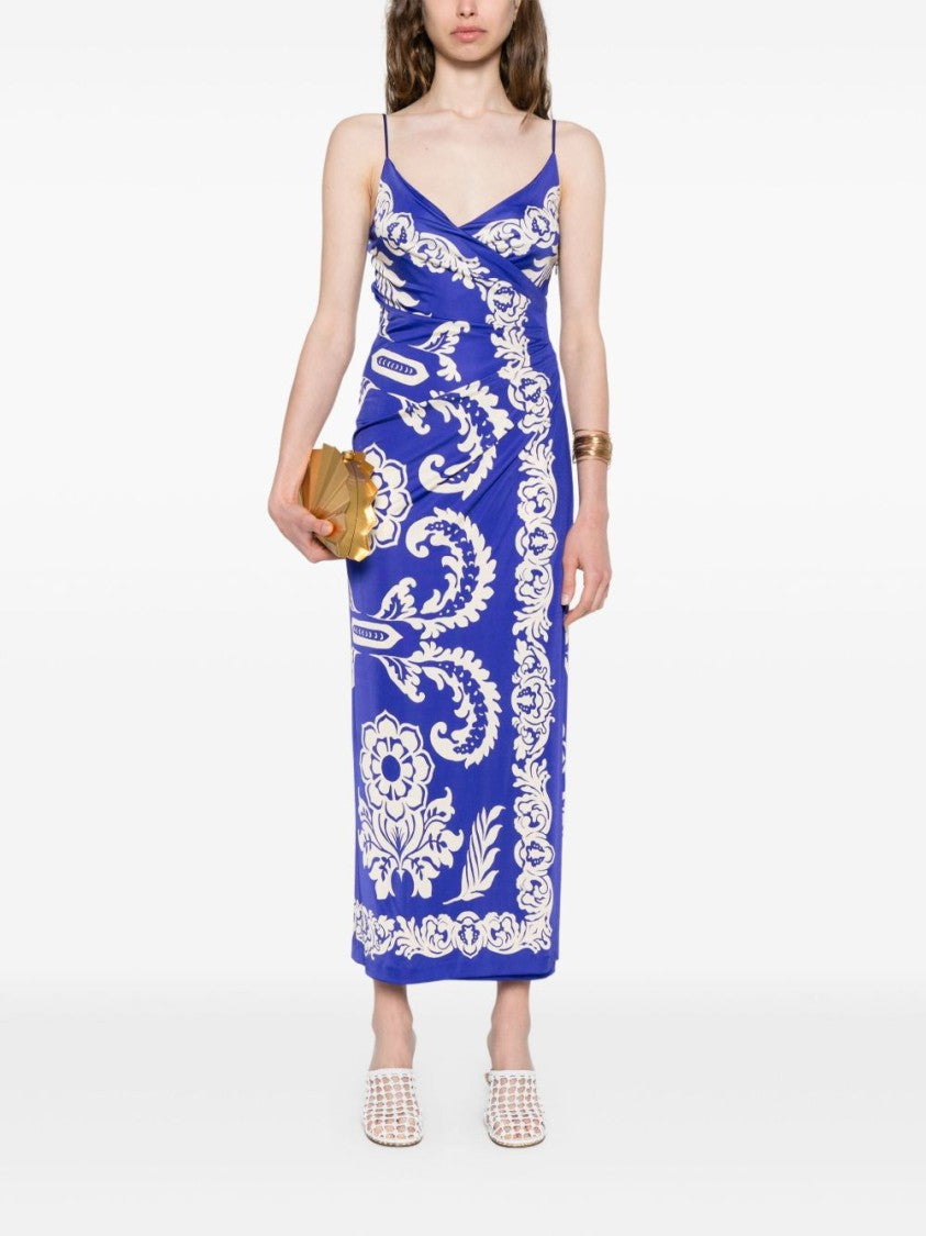 Etro Maxi Dress With Deep V-Neckline And Floral Patterns