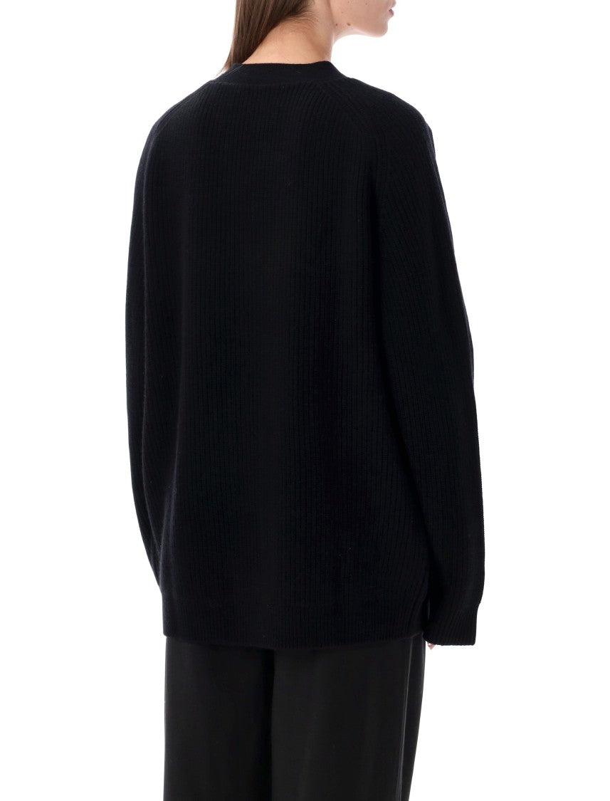 Rhea Open-Front Heavy Ribbed Deep V-Neck Cardigan