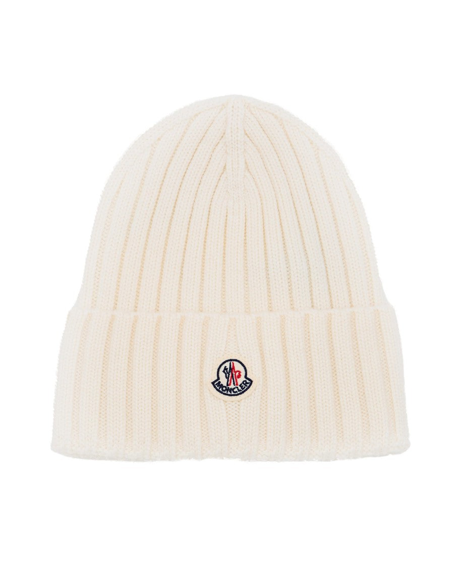 Moncler Ribbed Beanie With Embroidered Logo Detail