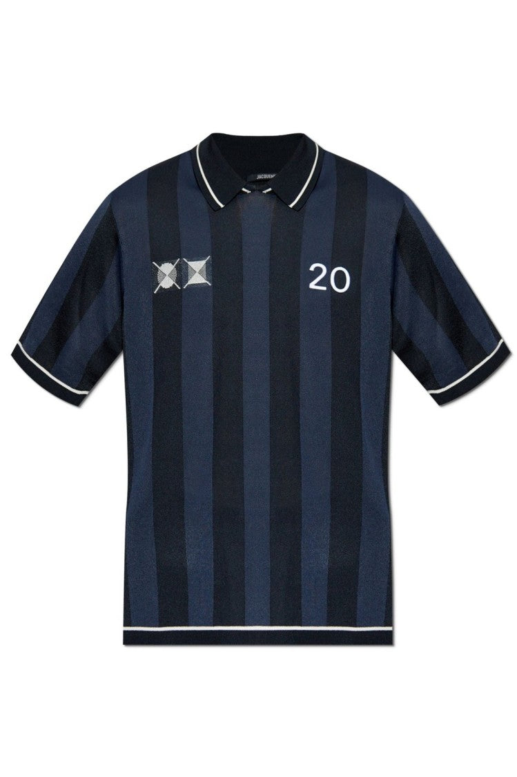 Jacquemus Striped Polo Shirt With Embroidered Details And Classic Collar