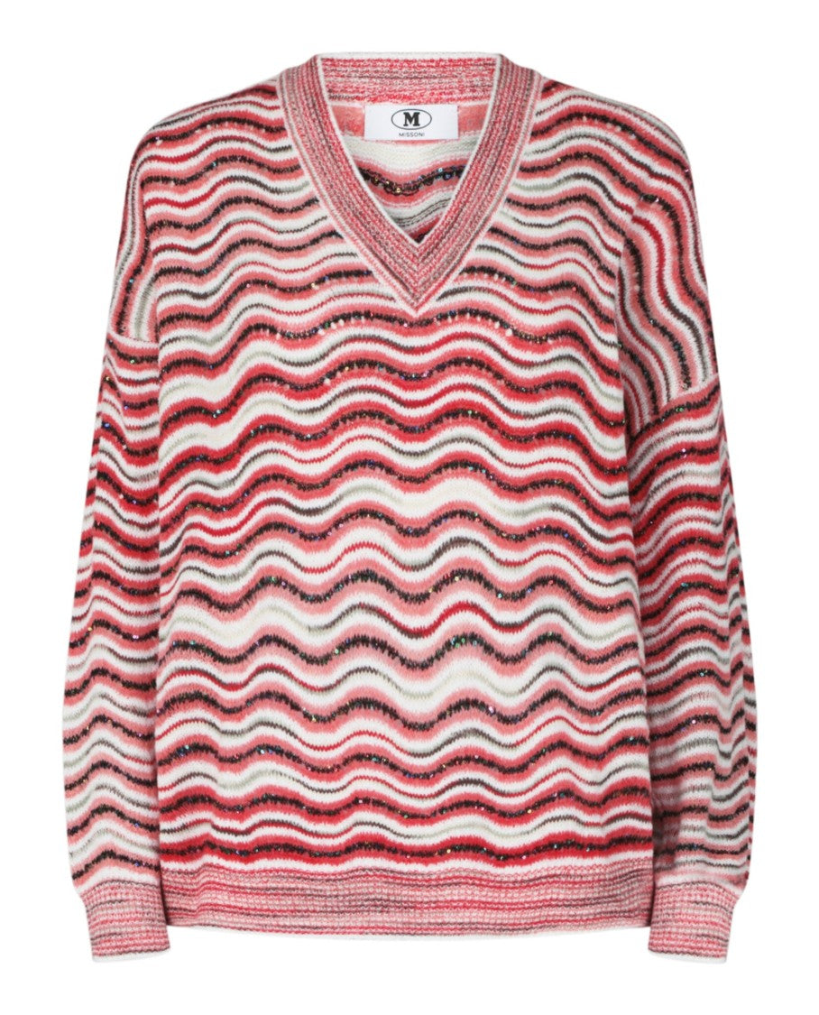 M Missoni Sequin Striped Oversized Sweater