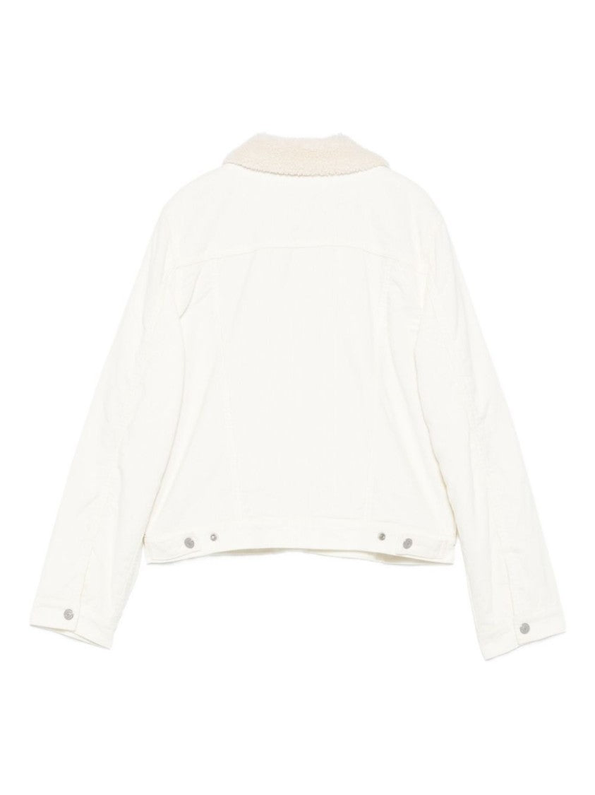 Levi's Cropped White Jacket With Plush Collar