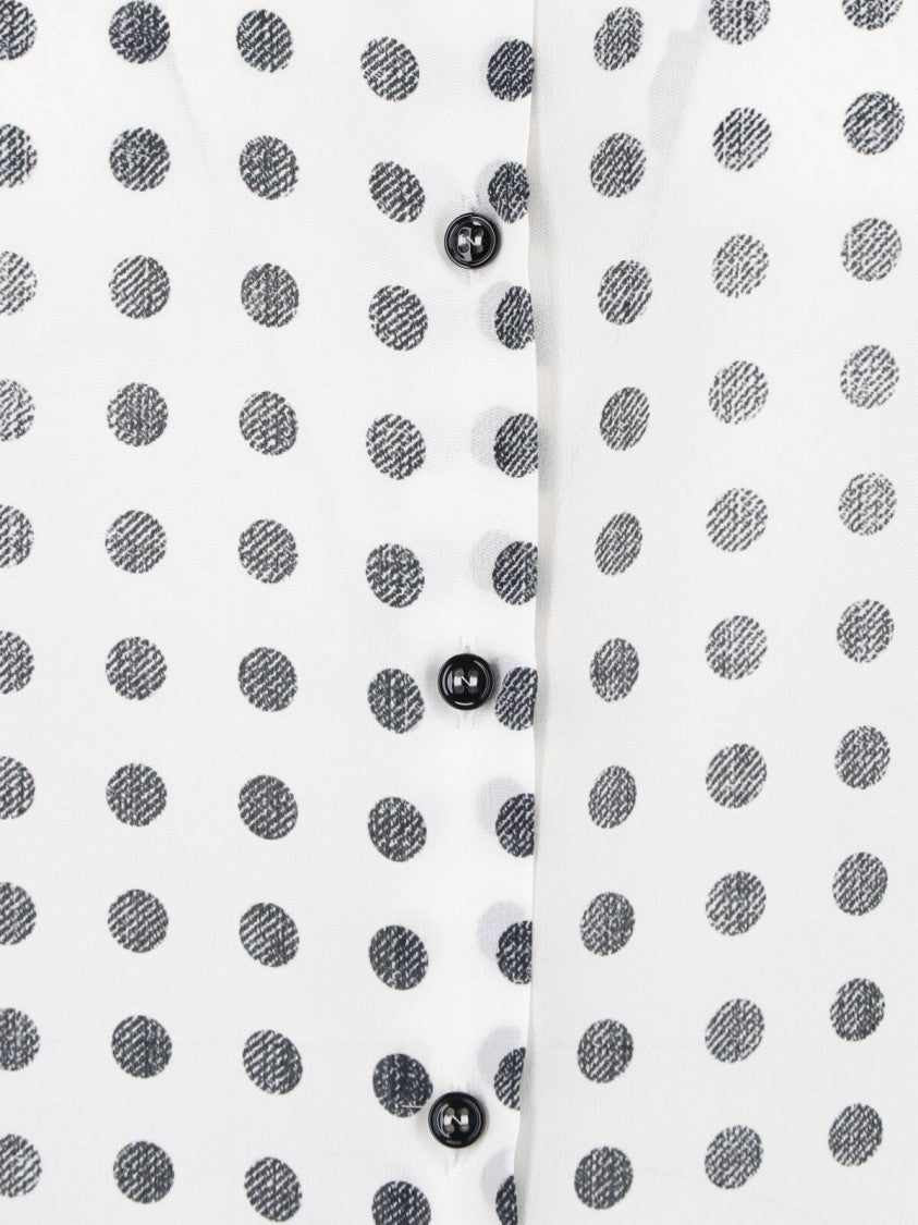 Ermanno Scervino White Black Polka Dot Silk Blouse