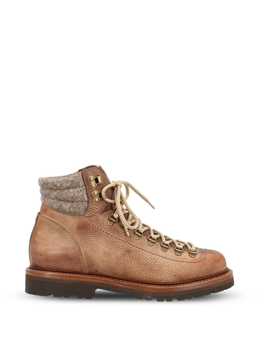 Brunello Cucinelli Scarpe Tweed Collar Ankle Boots