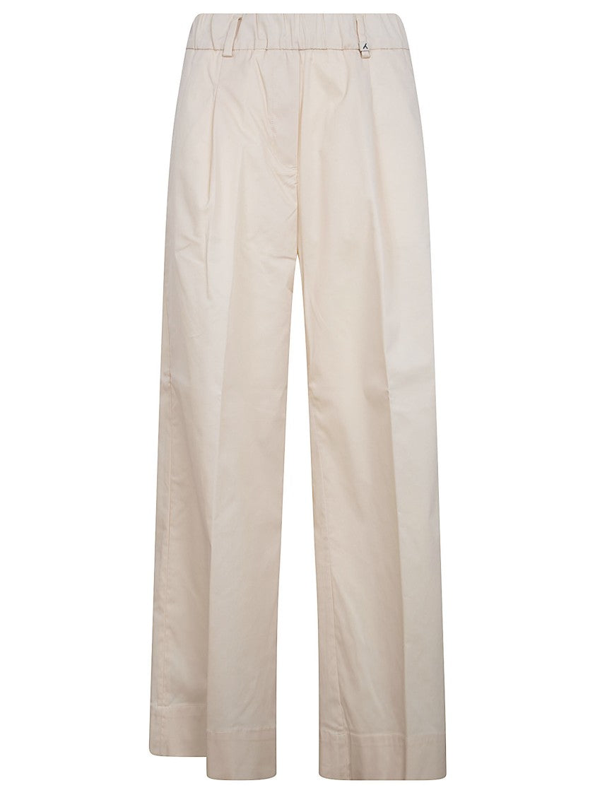 Myths Straight-Leg Beige Trousers With Relaxed Fit And Subtle Sheen