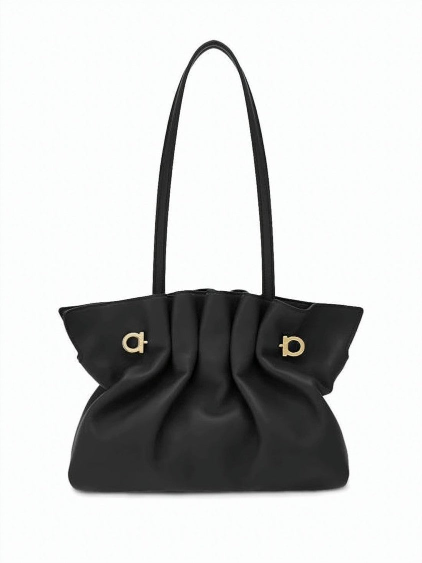 Salvatore Ferragamo Ruched Nappa Leather Shoulder Bag