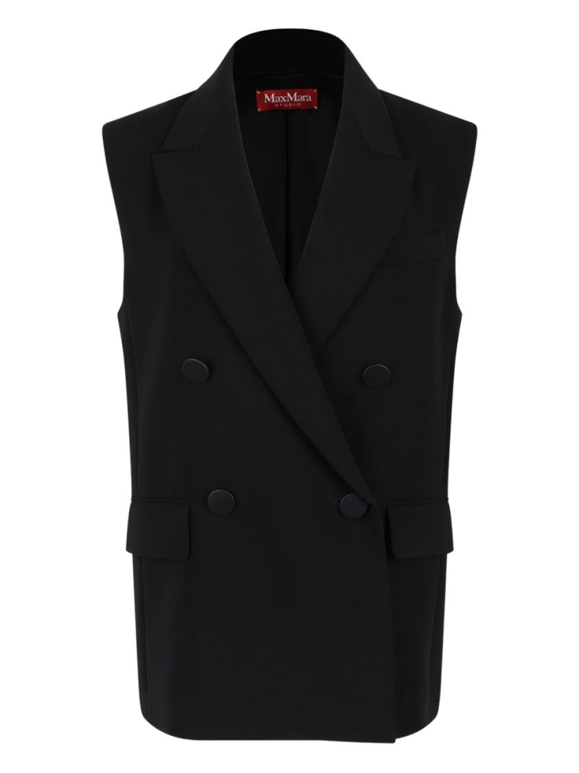 Max Mara Double-Breasted Black Jacket With Peak Lapels
