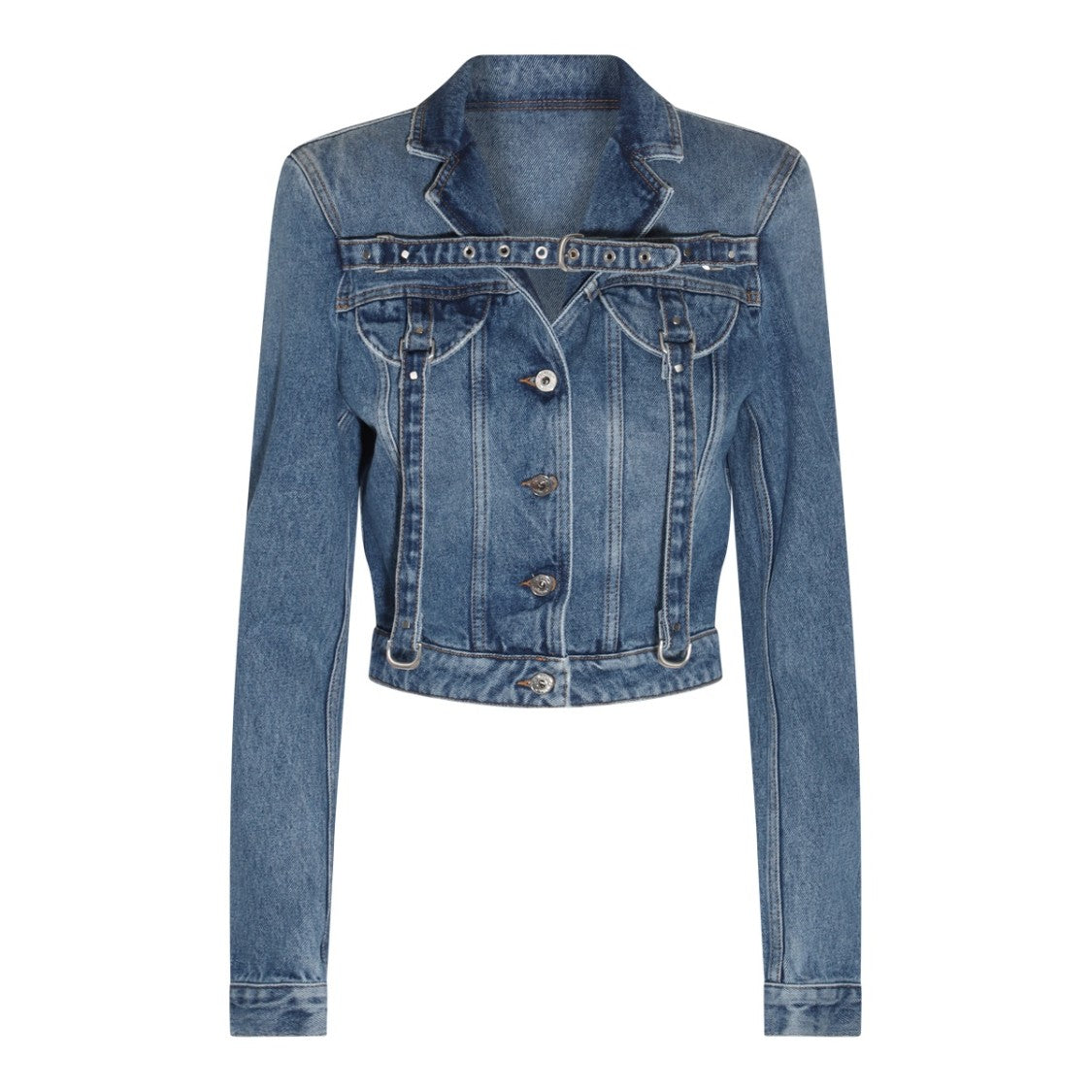 Off-White Blue Cotton Chest Flap Jackets