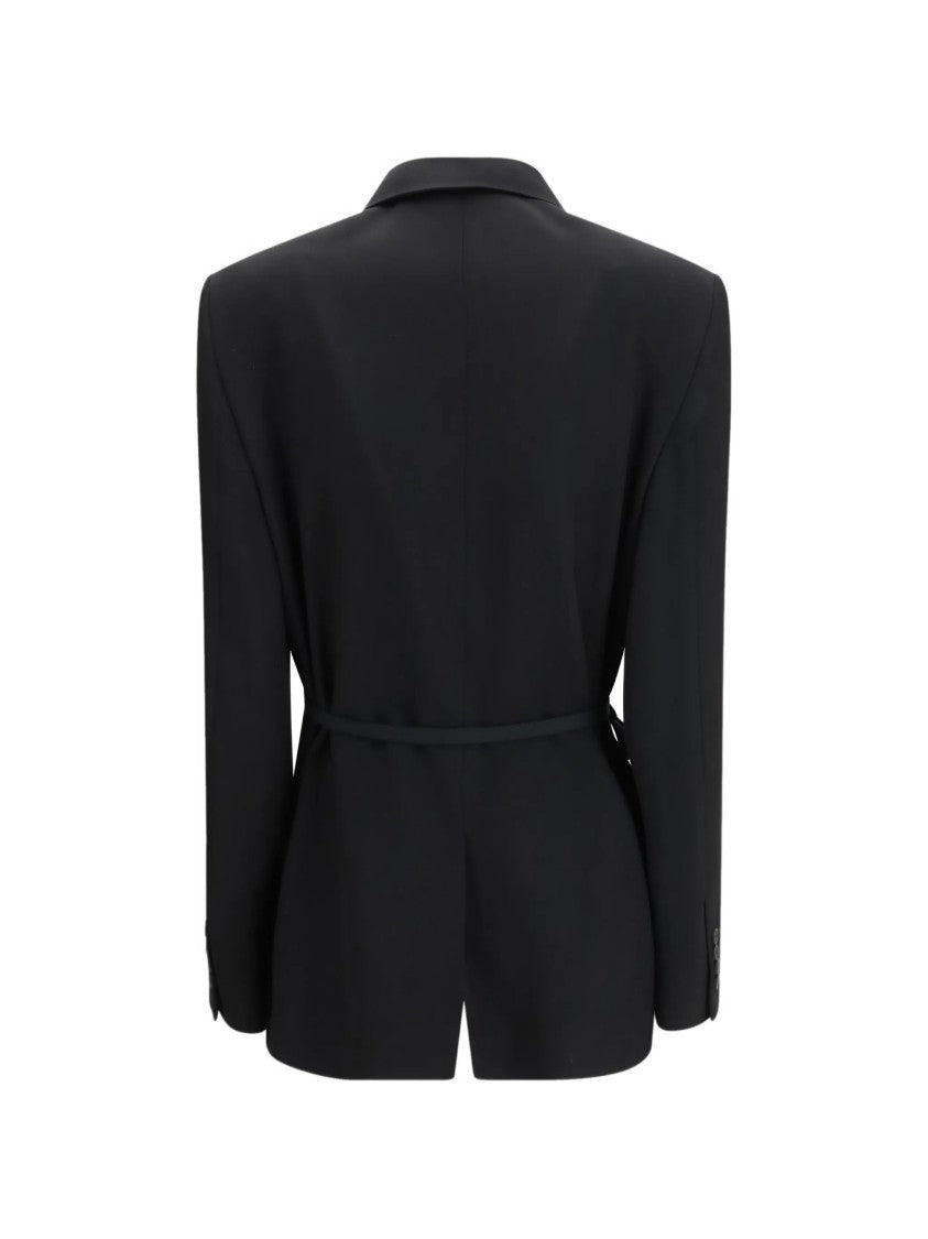 Balenciaga Black Wrap Tuxedo Satin Lapel Jacket