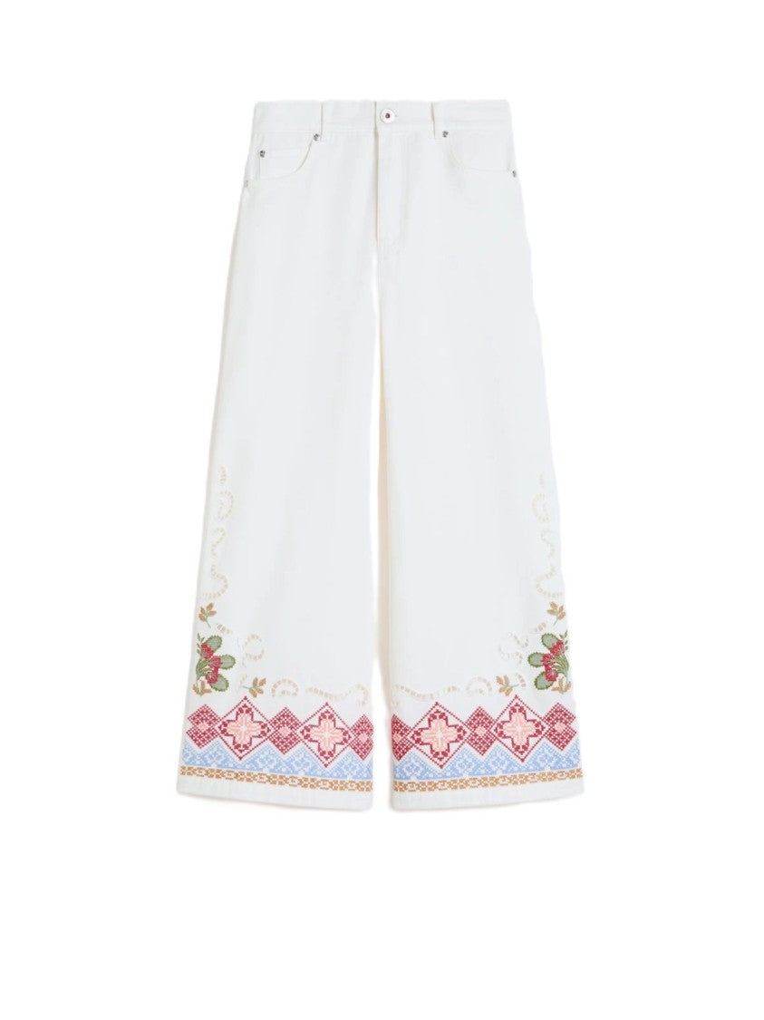 Max Mara Wide-Leg Pants With Intricate Embroidery And Classic Design