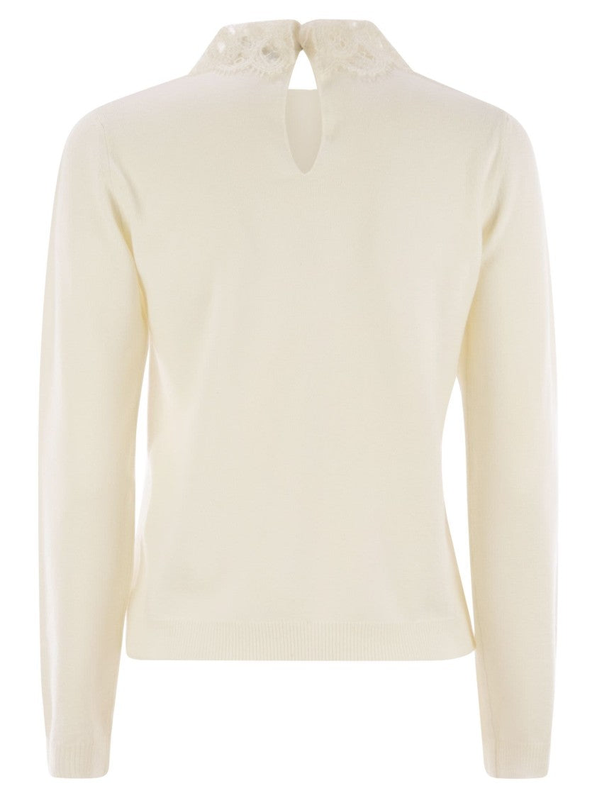 Fabiana Filippi Platinum Jersey With Macramé Lace