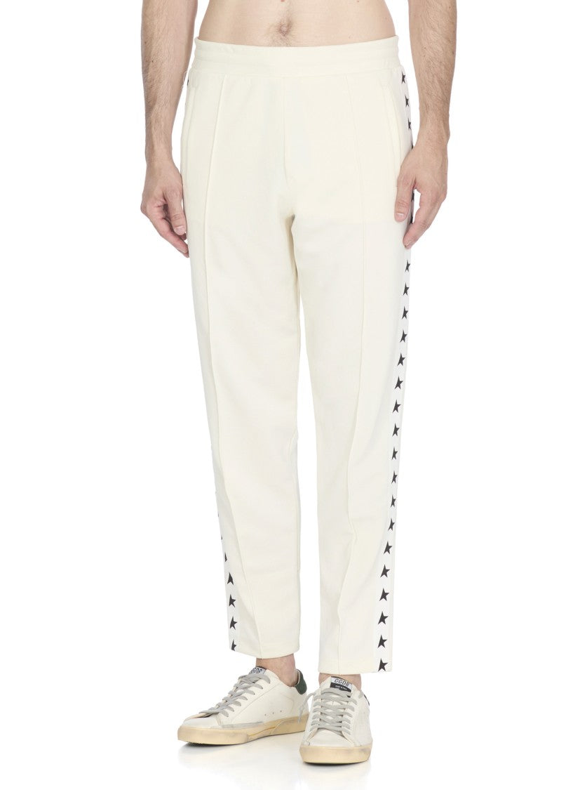 Golden Goose Ivory Pants With Contrasting Logo Band