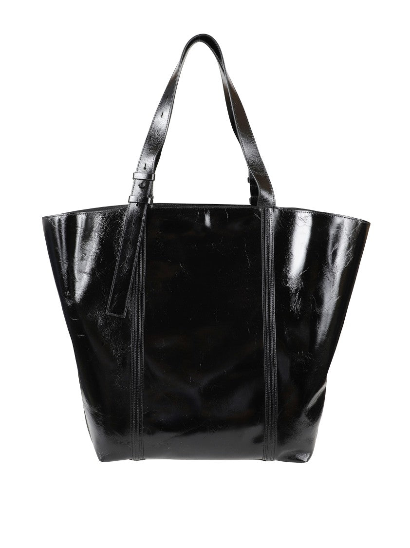 Golden Goose Glossy Black Tote Bag With Structured Silhouette