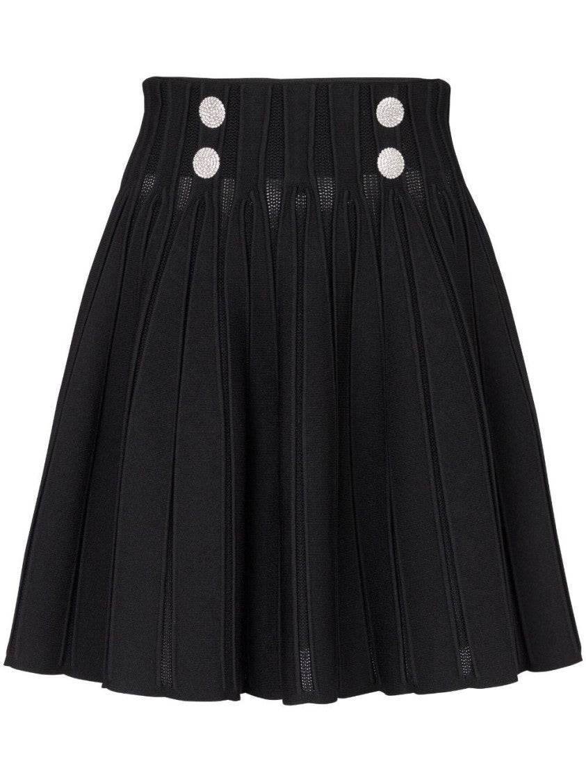 Balmain Ribbed Knit Short Flare Skirt