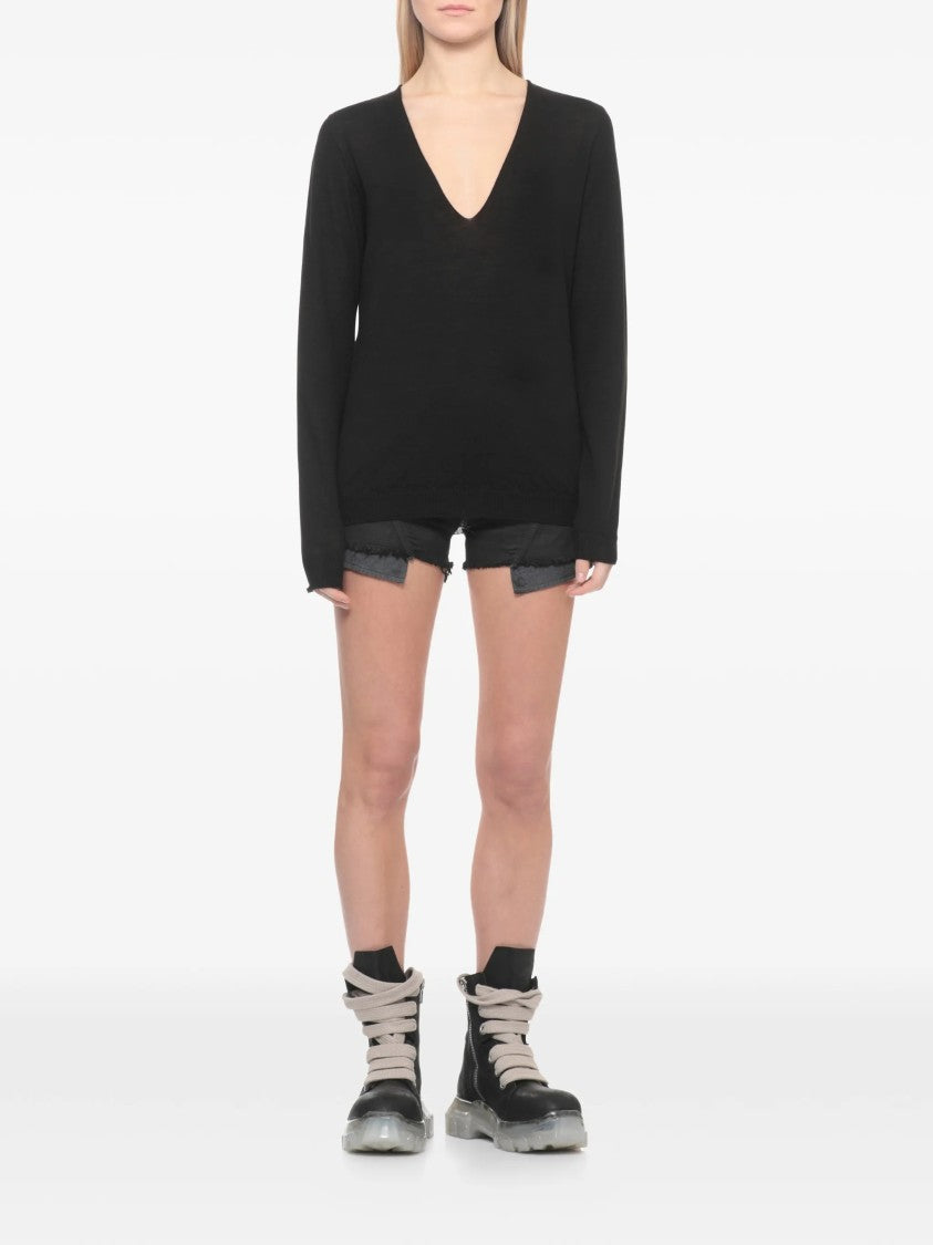 Rick Owens Black V Neck Fitted Top