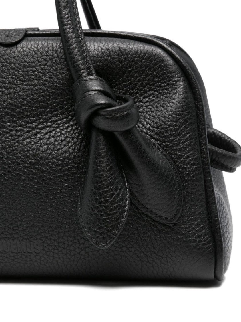 Jacquemus Black Knot Detail Textured Leather Bag